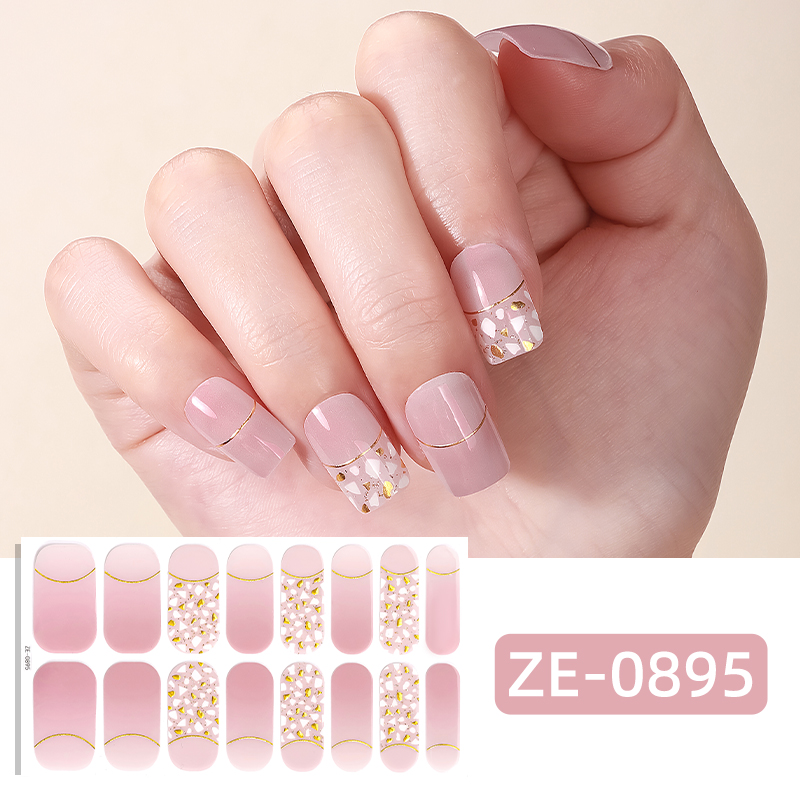 Full Cover Adhesive - 16 Tips Roze Glitter Volledige Dekking