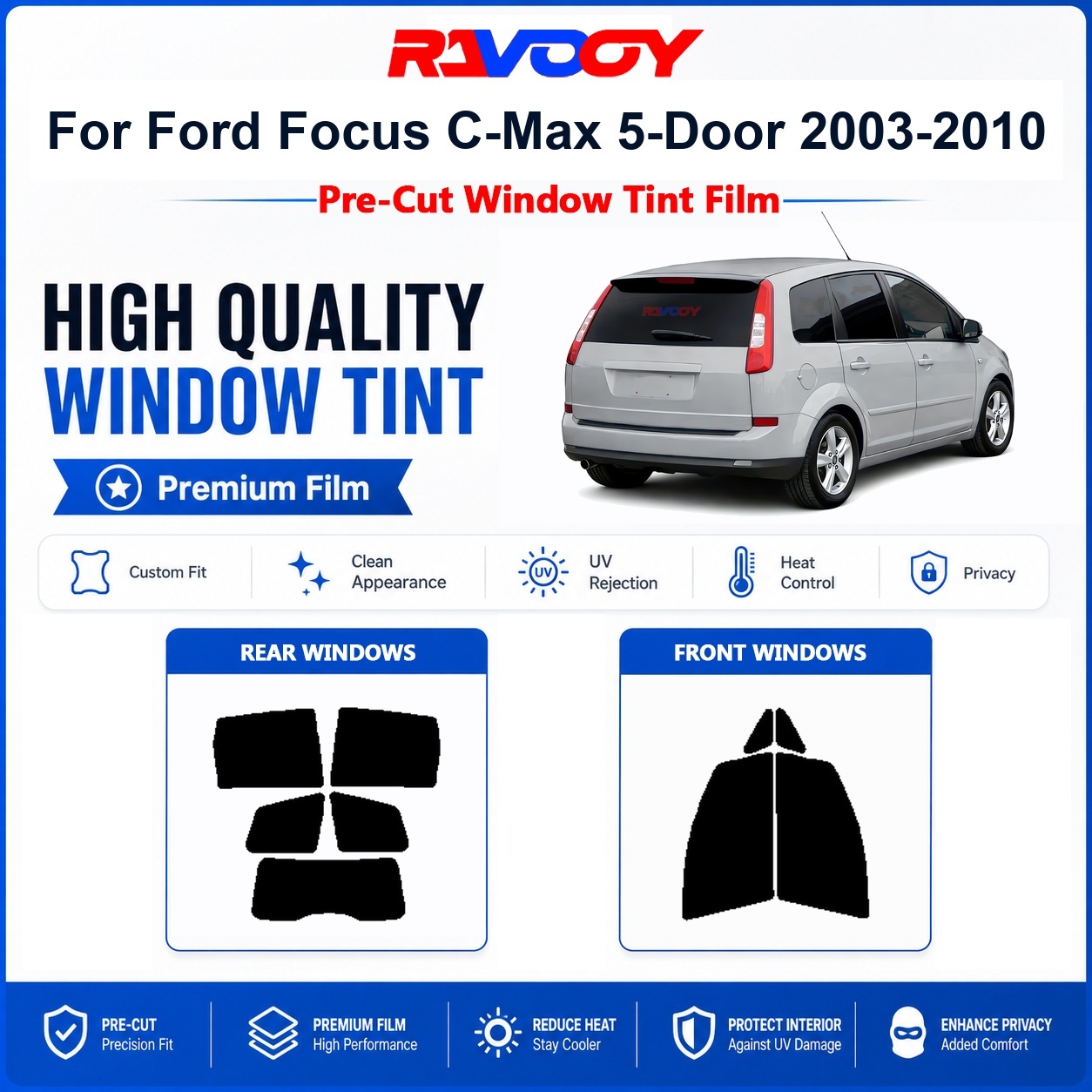 Privacy Screen Protector - Premium voorgeknipte raamfolie voor Ford Focus