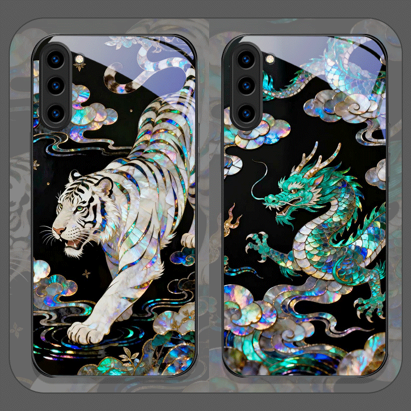 Samsung Galaxy S24 - Stijlvolle tijger-draak marmerstructuur geprinte gehard glazen