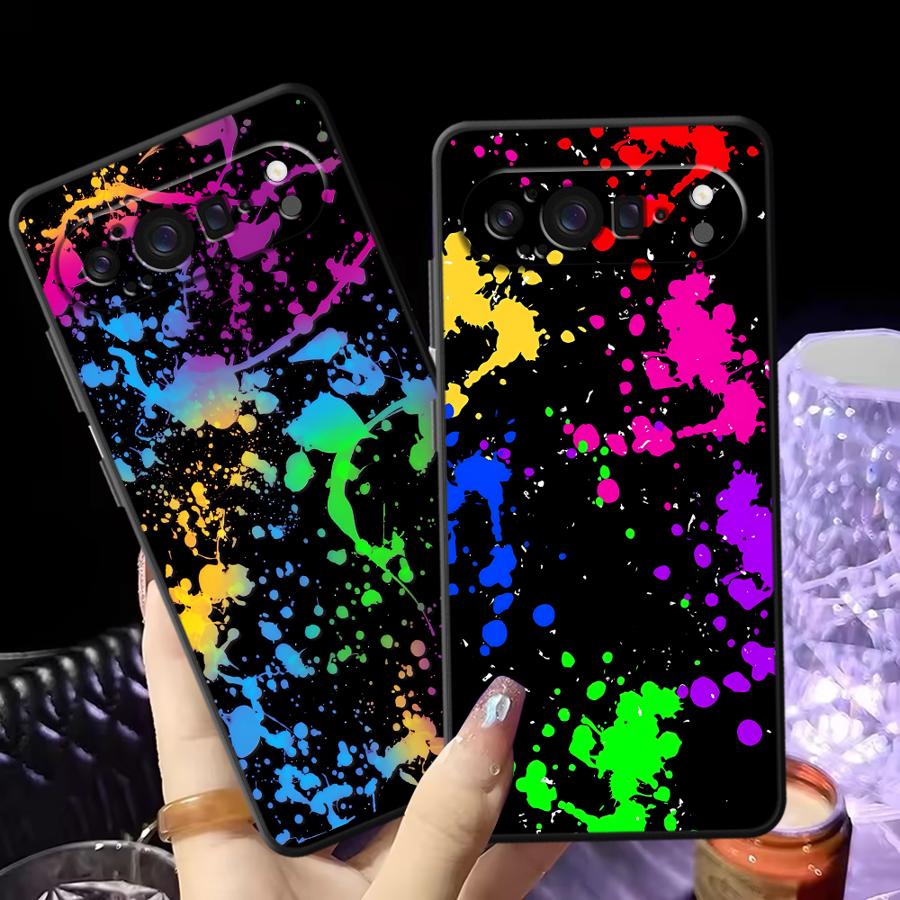 Google Pixel 9 - Regenboog Verf Spatten Funda Telefoon Cover
